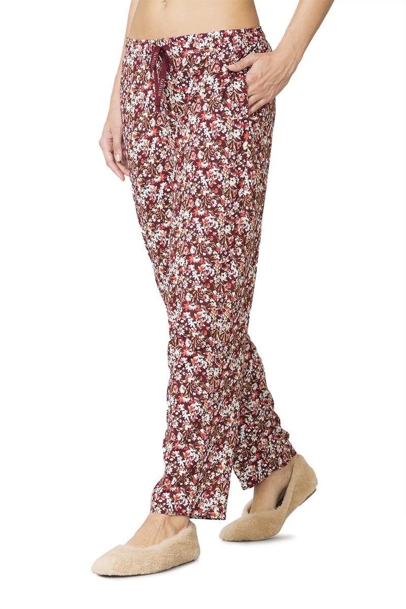Van Heusen Women Lounge Pyjamas - 100% Modal - Allover Print, Functional Pocket, Ultra Soft, Drawstring Waist_55306_Brick Floral_M - Image 3