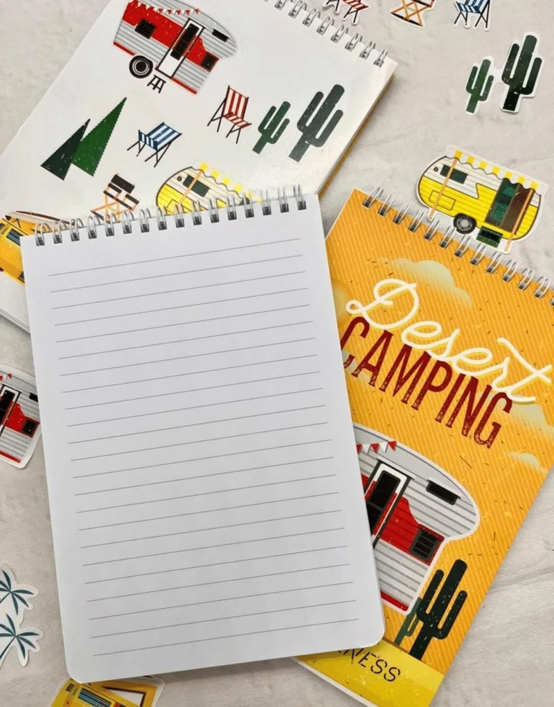 كاغيت جيمي دوكان Paper Ship Shop Striped Desert Camping Spiral Notebook with Single Sheet Stickers