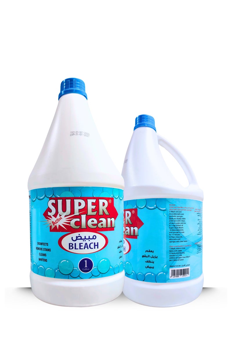 Superclean Bleach 4 Ltr (1 Gallon) – Powerful Disinfectant & Whitening Solution – Kills 99.9% Germs – Best Bleach Cleaner in UAE - Image 1