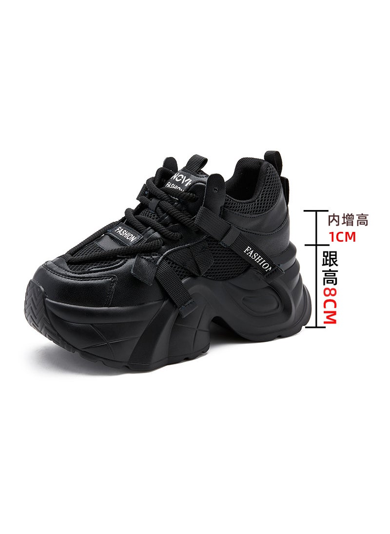 Generic - 2024 Autumn Thick Sole Womens Trendy Dad Sneakers Black - Image 1