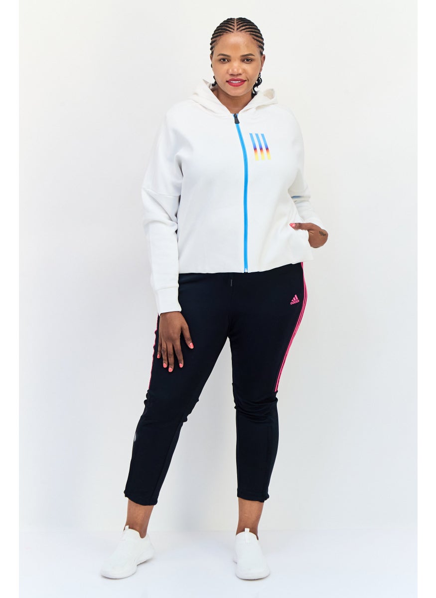 Adidas Women Plus Size Long Sleeve Hooded Sweatshirt, White  - Image 4