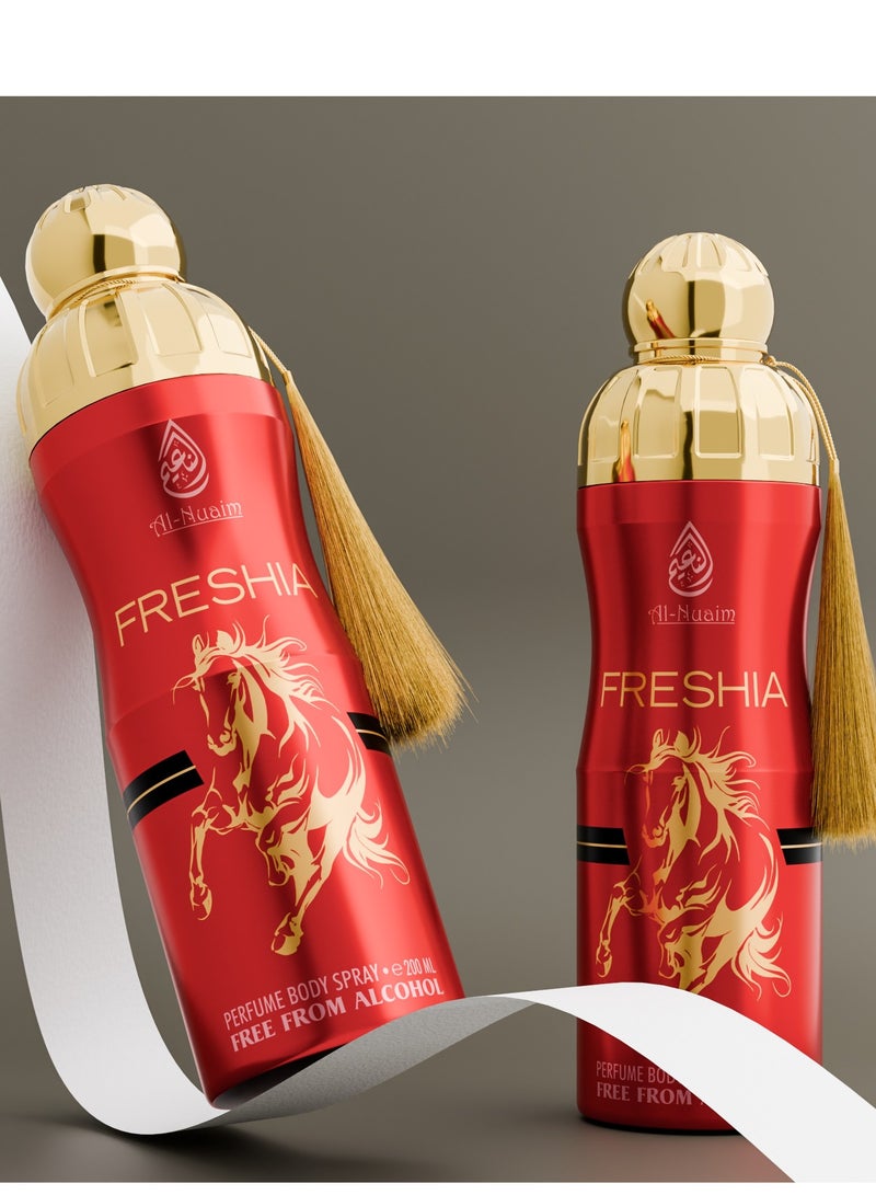 Al Nuaim Al-Nuaim Freshia Alcohol Free Deodorant for Men & Women - Pack of 4 (200ml Each) | Long Lasting Body Spray - Image 5