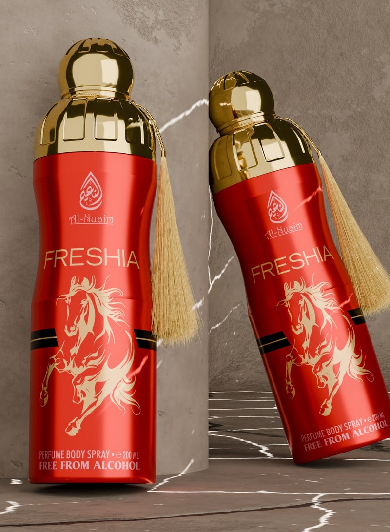Al Nuaim Al-Nuaim Freshia Alcohol Free Deodorant for Men & Women - Pack of 4 (200ml Each) | Long Lasting Body Spray - Image 4
