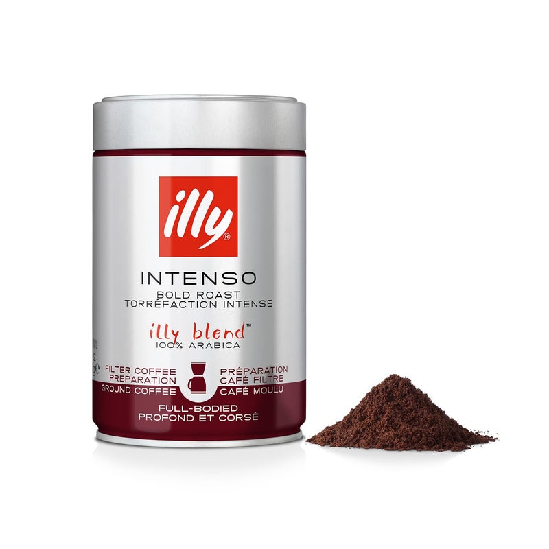 Illy Dark Roast Ground Coffee (For Filter Coffee) - 250 Gram|Can - Image 1