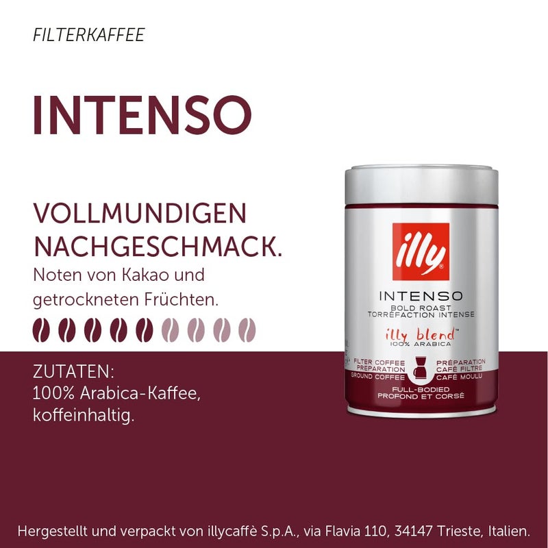 Illy Dark Roast Ground Coffee (For Filter Coffee) - 250 Gram|Can - Image 2