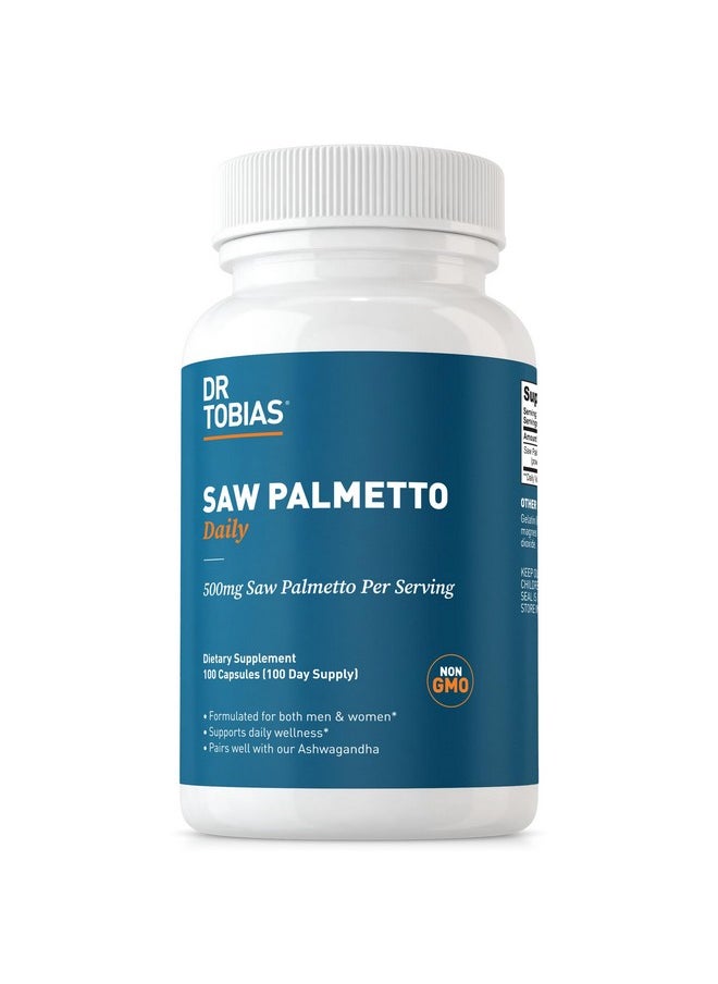Dr. Tobias - Dr. Tobias Saw Palmetto Supplement, Supports Urinary Health, Hormonal Balance, Prostate Health, & Hair Vitality, Saw Palmetto for Men & Women, 500mg Per Serving - 100 Capsules, 100 Servings - Image 1
