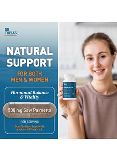 Dr. Tobias Dr. Tobias Saw Palmetto Supplement, Supports Urinary Health, Hormonal Balance, Prostate Health, & Hair Vitality, Saw Palmetto for Men & Women, 500mg Per Serving - 100 Capsules, 100 Servings  - Image 2