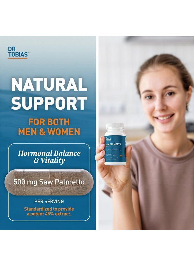 Dr. Tobias - Dr. Tobias Saw Palmetto Supplement, Supports Urinary Health, Hormonal Balance, Prostate Health, & Hair Vitality, Saw Palmetto for Men & Women, 500mg Per Serving - 100 Capsules, 100 Servings - Image 1