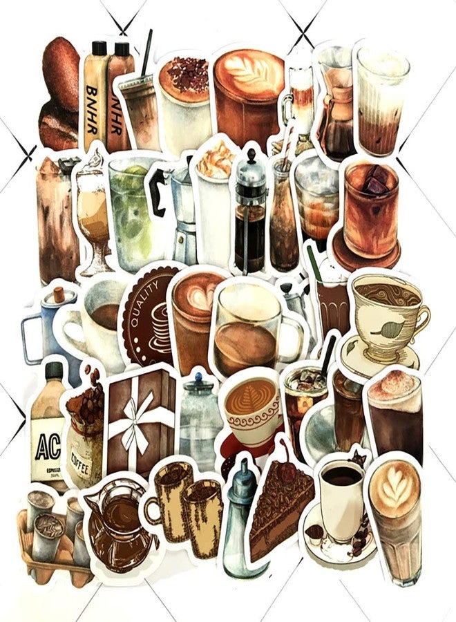 MAXLEAF Vintage Coffee Theme Scrapbooking Stickers - MAXLEAF 40PCS Retro Coffee Waterproof Stickers for Planner Phone Case Scrapbook Junk Journals Diary Decoration - Image 1