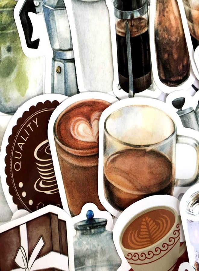 MAXLEAF Vintage Coffee Theme Scrapbooking Stickers - MAXLEAF 40PCS Retro Coffee Waterproof Stickers for Planner Phone Case Scrapbook Junk Journals Diary Decoration - Image 4