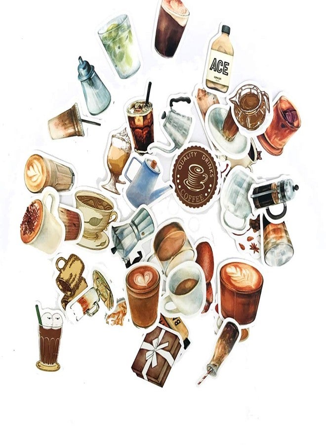 MAXLEAF Vintage Coffee Theme Scrapbooking Stickers - MAXLEAF 40PCS Retro Coffee Waterproof Stickers for Planner Phone Case Scrapbook Junk Journals Diary Decoration - Image 2