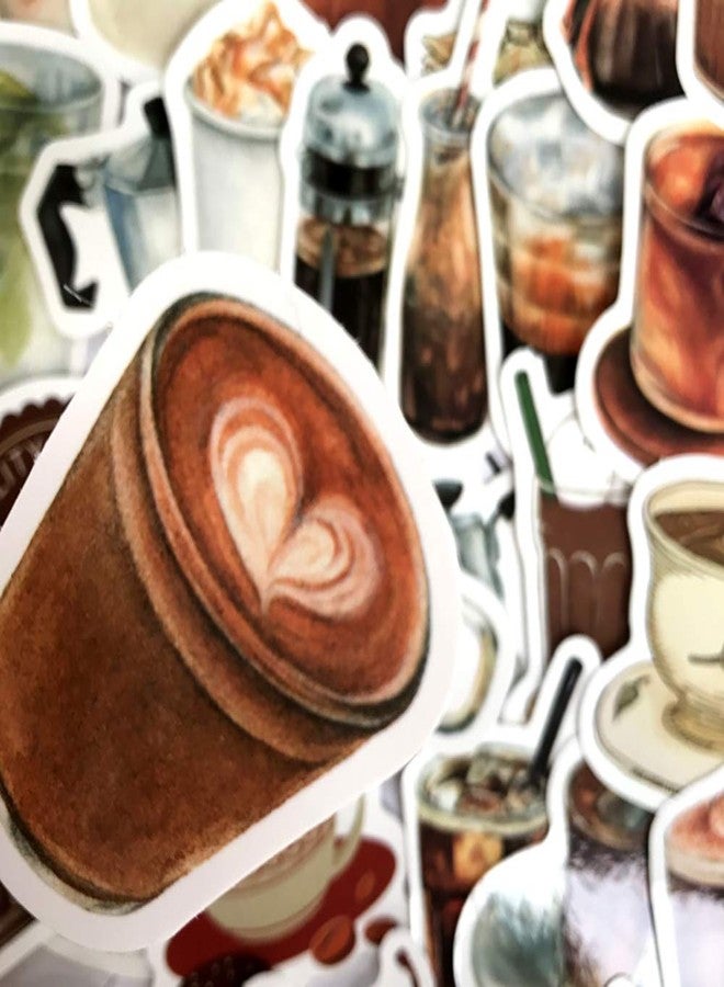 MAXLEAF Vintage Coffee Theme Scrapbooking Stickers - MAXLEAF 40PCS Retro Coffee Waterproof Stickers for Planner Phone Case Scrapbook Junk Journals Diary Decoration - Image 3