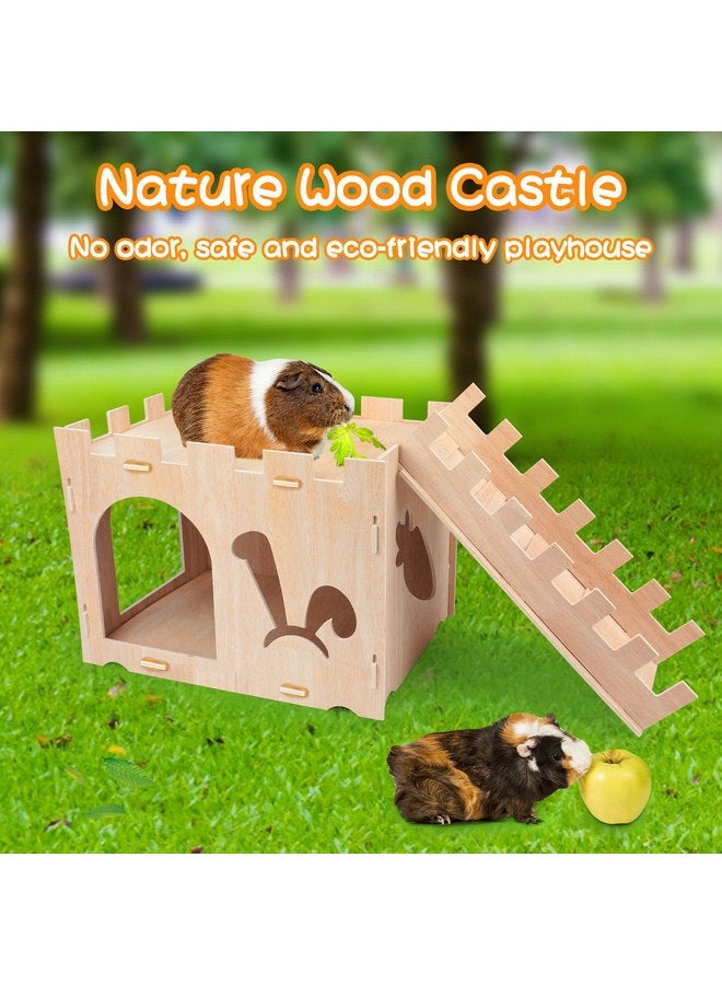 BWOGUE BWOGUE Extra Large Wooden Rabbit Castle Bunny House and Hideouts Detachable Small Animal Play Hideaway Hut for Indoor Adult Rabbit Guinea Pig Chinchilla Habitat - Image 5
