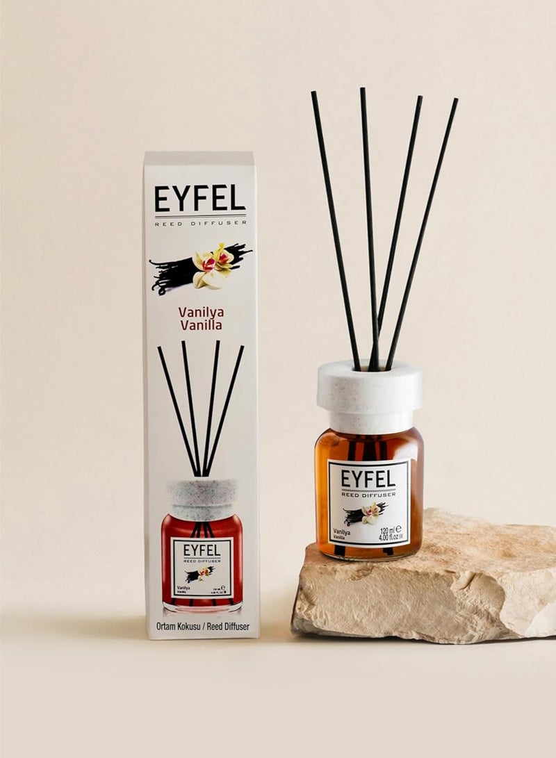 آيفيل معطر جو منزلي برائحة الفانيليا 120 مل | عطر منزلي يدوم طويلاً برائحة حلوة ودافئة لتزيين المنزل والمكتب | معطر جو برائحة الفانيليا الحلوة - Image 2