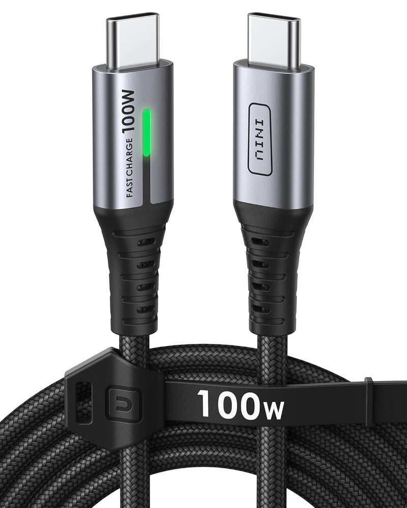INIU USB C Cable 2M, Nylon Braided 100W PD 5A QC 4.0 Type C Fast Charging, USB-C Data Cord Charger Cable for iPhone 17 16 15 Pro Max iPad MacBook Samsung Galaxy S25 S24 Ultra Huawei Honor etc - Image 1