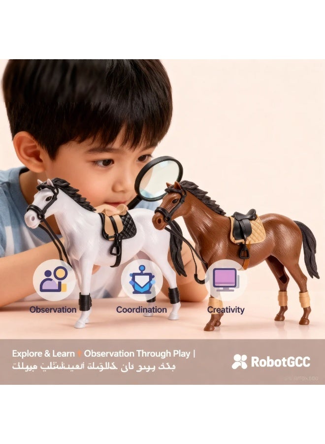 Toys GCC Realistic White Horse Toy Figure with Saddle and Reins, Equestrian Horse Model, Farm Animal Toy, Riding Horse Figurine, Horse Playset, Collectible Horse Statue, Stable Horse Decoration, Ranch Animal Figure, Educational Toy for Kids, Simulation Horse Model, Pretend Play Horse - Image 5