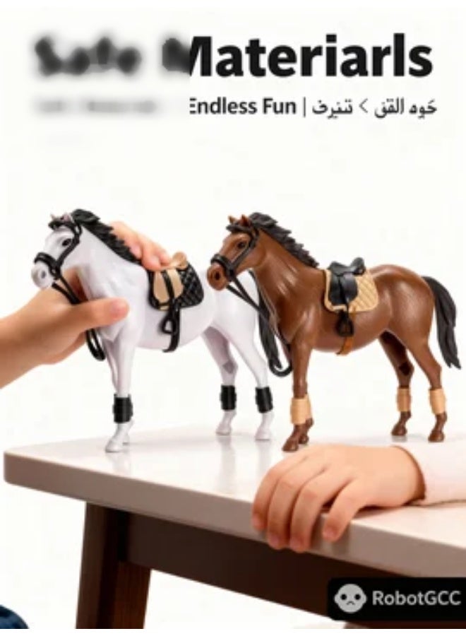 Toys GCC Realistic White Horse Toy Figure with Saddle and Reins, Equestrian Horse Model, Farm Animal Toy, Riding Horse Figurine, Horse Playset, Collectible Horse Statue, Stable Horse Decoration, Ranch Animal Figure, Educational Toy for Kids, Simulation Horse Model, Pretend Play Horse - Image 3