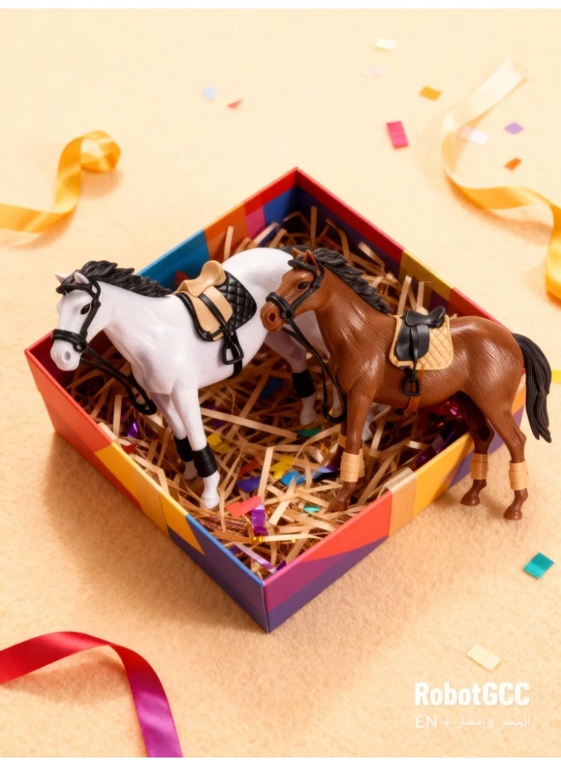 Toys GCC Realistic White Horse Toy Figure with Saddle and Reins, Equestrian Horse Model, Farm Animal Toy, Riding Horse Figurine, Horse Playset, Collectible Horse Statue, Stable Horse Decoration, Ranch Animal Figure, Educational Toy for Kids, Simulation Horse Model, Pretend Play Horse - Image 2