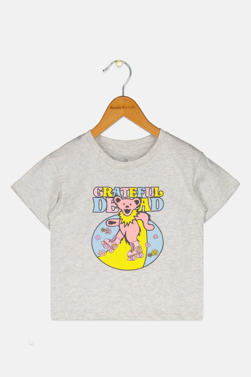 GAP تي شيرت قصير الأكمام للأطفال الأولاد بتصميم جرافيكي، رمادي فاتح - Image 1