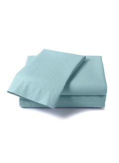 LuxHome Luxury Satin Line Bedsheet and Pillowcase Set – Hotel-Quality Breathable Cotton Bedding, Satin Finish, Soft and Luxurious – Flat Bedsheet 275x275cm with 2 Pillowcases 46x69cm, Baby Blue  - Image 1