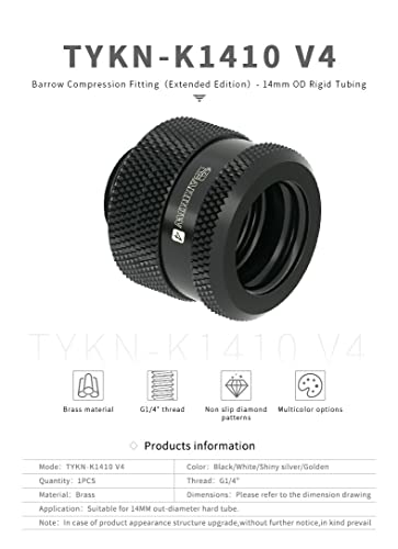 Piuess Barrow G1/4" to 14mm Hard Tubing Compression Fitting, Black, 4-pack - Image 2