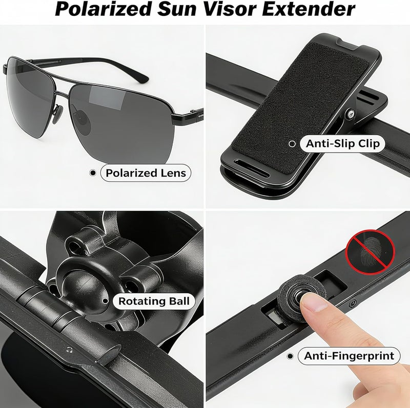LSYZHX Car Sun Visor with Polarized Glare Protection - Universal Sun Visor Extender - Image 5
