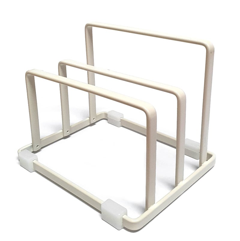 LENITH Cutting Board Rack Chopping Board Organizer Stand Holder Kitchen Countertop Pots Pan Lids Rack Organizer Small_Cream Color