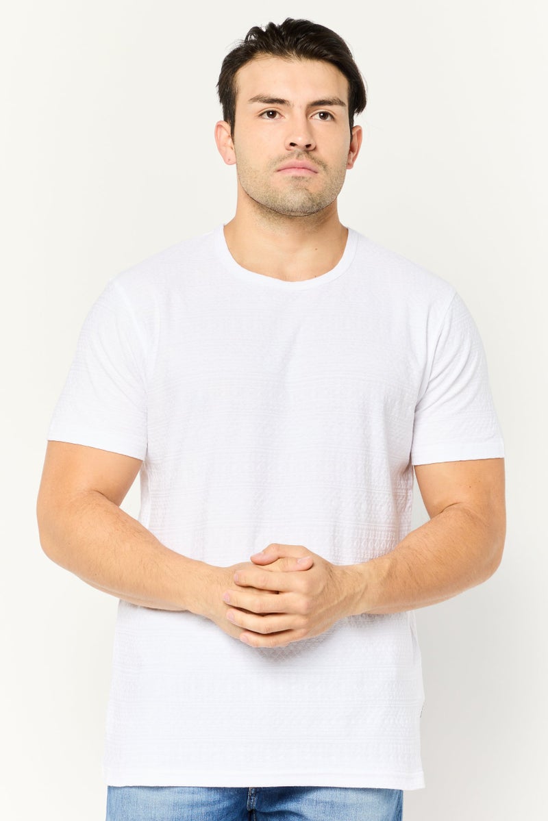 Peter Werth تي شيرت رجالي بأكمام قصيرة بياقة دائرية، أبيض - Image 1