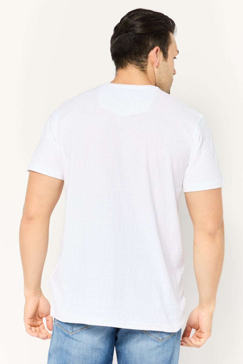 Peter Werth Men Crew Neck Short Sleeves Textured T-Shirt, White - Image 2