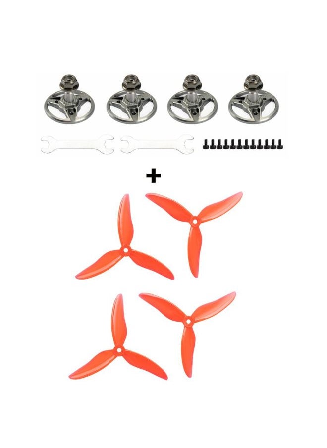 Generic - For DJI Fpv Traversing Machine Motor Propeller Seat Mounting Seat Propeller Modified Racing Aerial Photography Drone Upgrade Accessories-Color:51499 Transparent Red Paddle 1 Set + Paddle Base 1 Set-Specification:For DJI FPV COMBO - Image 1
