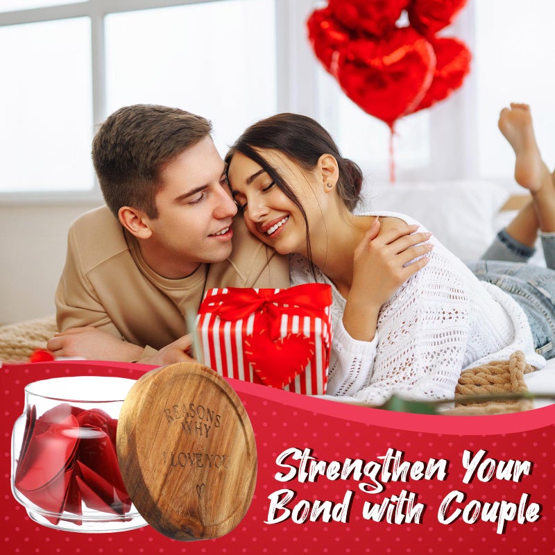 FoldTier Notes Jar Love You Because Jar with 100 Note Cards and 1 Pcs Pen, Valentines Day Anniversary Birthday Gift for Boyfriend Girlfriend Wife Husband Newlywed Gifts for the Couple(Classic) - Image 4