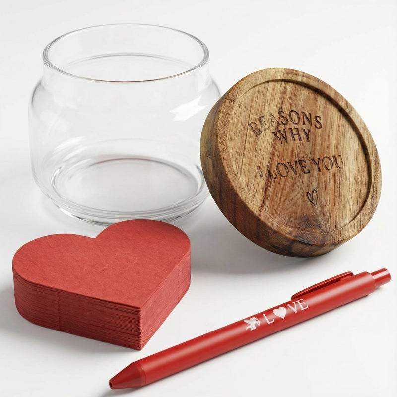 FoldTier Notes Jar Love You Because Jar with 100 Note Cards and 1 Pcs Pen, Valentines Day Anniversary Birthday Gift for Boyfriend Girlfriend Wife Husband Newlywed Gifts for the Couple(Classic) - Image 1