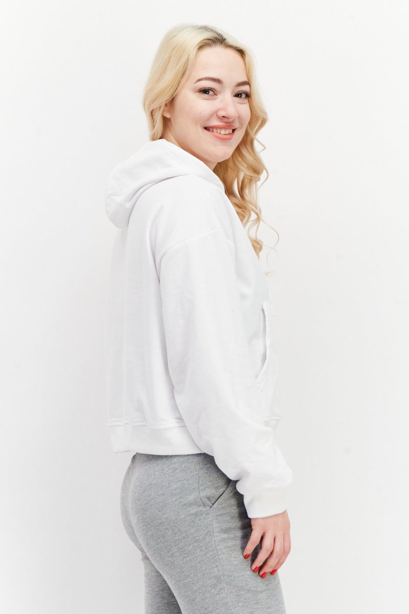 NAUTICA Women Hooded Brand Logo Sweatshirt, White - Image 2