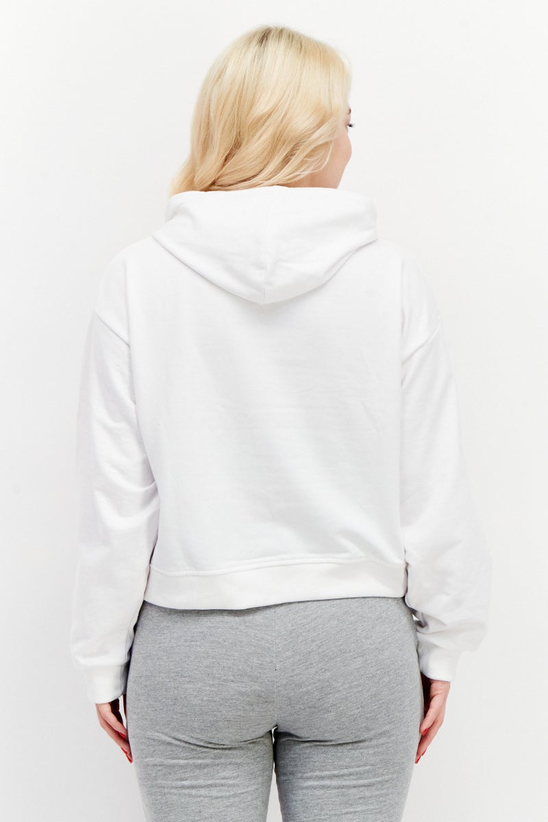 NAUTICA Women Hooded Brand Logo Sweatshirt, White - Image 3