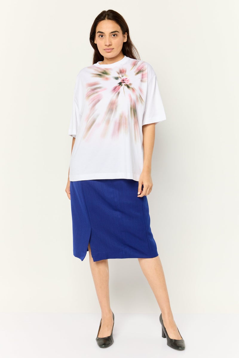 ESPRIT Women Crew Neck Short Sleeves Tie Dye T-Shirt, White - Image 2