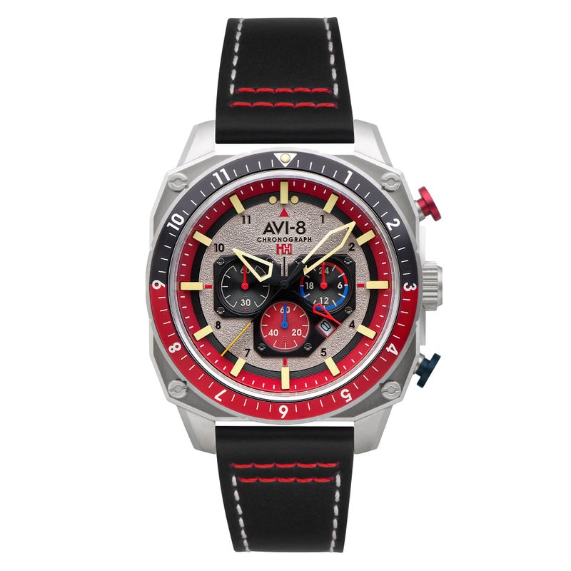 AVI-8 AVI8 Hawker Hunter Mens Japanese Quartz 43mm Grey Dial Watch with Leather Strap AV410003 - Image 2