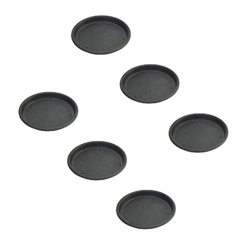 Ugaoo UV Treated Gardening Plastic Tray (Plate/Saucer) for Pots - 8 inch, Black Color, Set of 6 | Tray for Plants Pot for Indoor Home Decor & Outdoor Garden & Balcony - Image 1