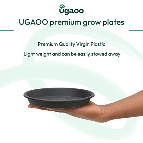 Ugaoo UV Treated Gardening Plastic Tray (Plate/Saucer) for Pots - 8 inch, Black Color, Set of 6 | Tray for Plants Pot for Indoor Home Decor & Outdoor Garden & Balcony - Image 2