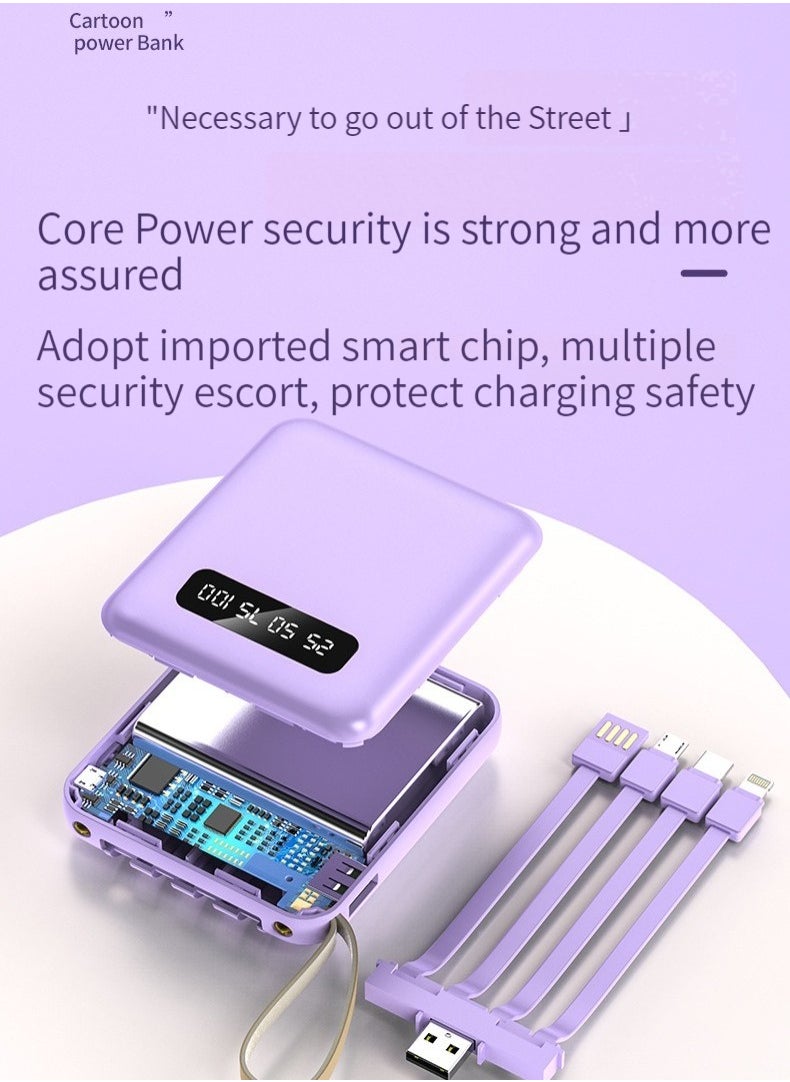 ماركة غير محددة - كنز شحن الشاشة الرقمية مضغوط ومحمول مع أربعة كبلات USB ، 10000 مللي أمبير ، مصدر طاقة محمول صغير عالمي لجميع الهواتف المحمولة والأجهزة اللوحية ، شاشة عرض رقمية كبيرة سوداء - Image 1