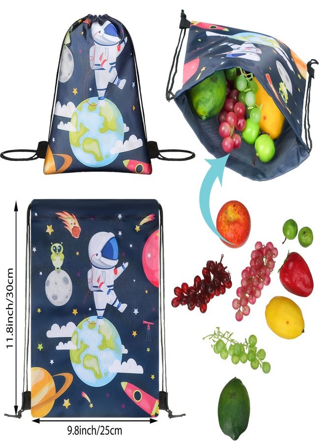Eccliy 18 Pack Space Party Favors Bags Starry Sky Astronaut Drawstring Backpack Space Party Goodie Bags for Kids Birthday Baby Shower Supplies Candy Treat Candy - Image 2