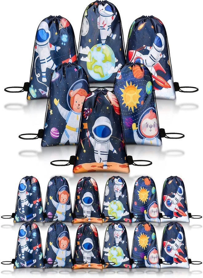 Eccliy 18 Pack Space Party Favors Bags Starry Sky Astronaut Drawstring Backpack Space Party Goodie Bags for Kids Birthday Baby Shower Supplies Candy Treat Candy - Image 1