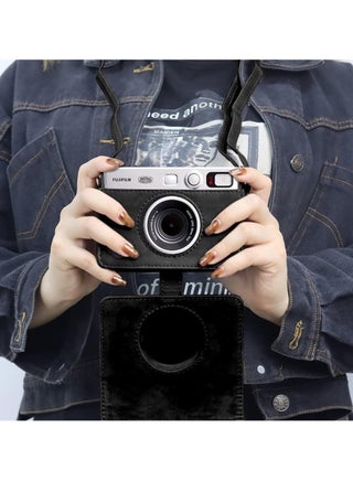 Case for Fuji Mini EVO,Camera Case Compatible for Fuji Mini EVO Camera with Adjustable Shoulder Strap in Black Lychee Texture Horizontal Style - view 2