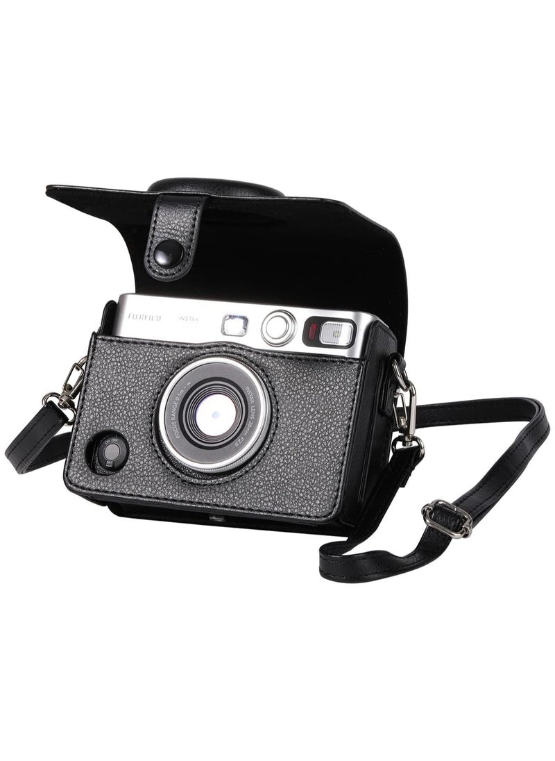 VKL Case for Fuji Mini EVO,Camera Case Compatible for Fuji Mini EVO Camera with Adjustable Shoulder Strap in Black Lychee Texture Horizontal Style  - Image 1