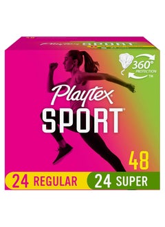 playtex Playtex Sport Tampons, Multipack, Regular and Super Absorbency, Unscented, 48 Count, White  - Image 1