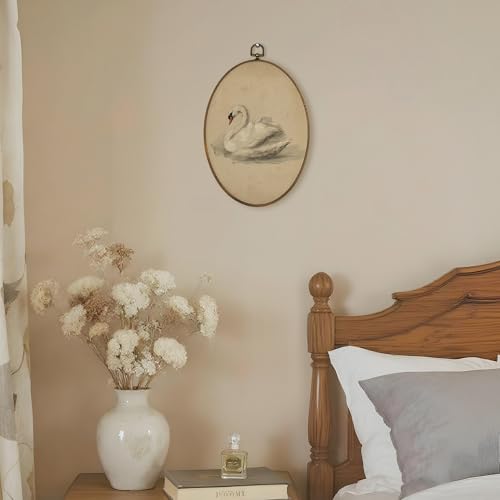 LKETW Vintage Swan Oval Wall Art Decor, Antique Elegant Swan Oval Canvas Hanging Decor, Retro Classical Animal Aesthetic Wall Decorations for Home Bedroom Living Room, 8.6x11.4 Inch - Image 5