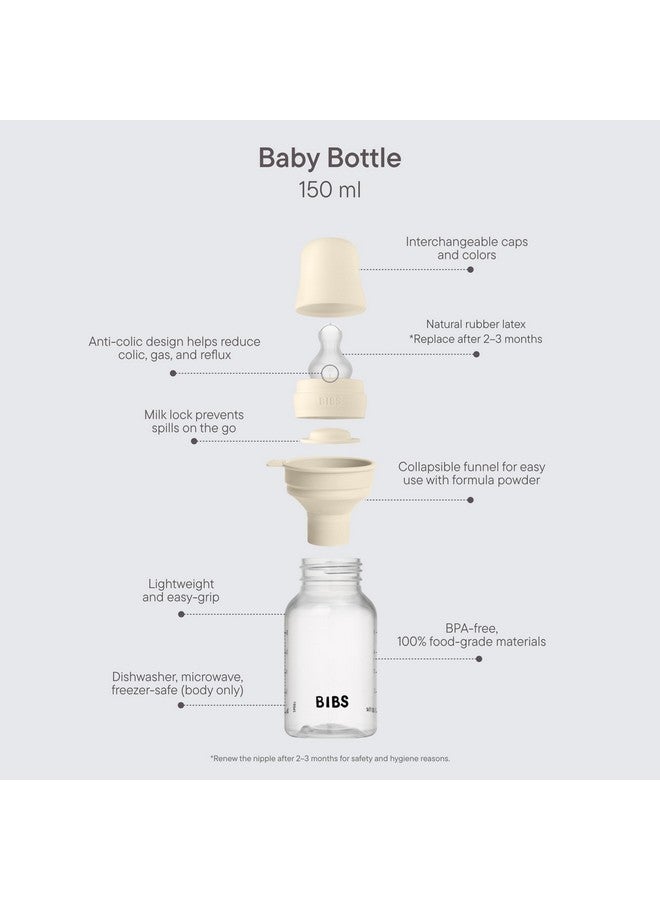 BIBS Baby Bottle 5 oz / 150 ml Silicone Nipple - Anti-Colic, BPA-Free, Round Nipple, Slow Flow, Lightweight & Easy to Clean, Suitable for Newborns 0+ Years - Sage - Image 2