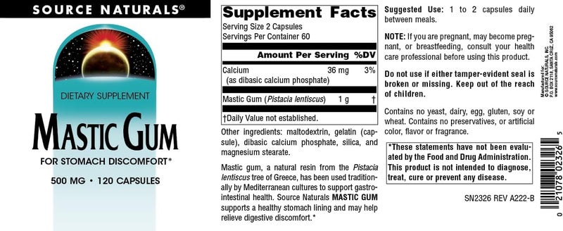 Source Naturals Mastic Gum for Stomach Discomfort 500 mg  120 Tablets - Image 4