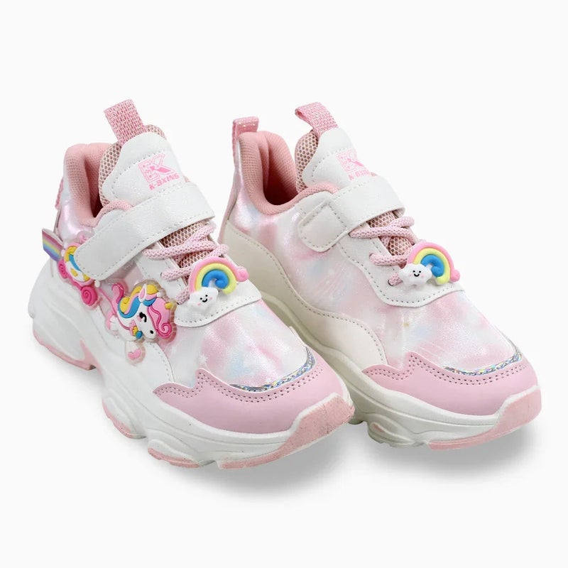 Our kids Girls Leather Sneakers – Cute Unicorn Design - Image 1