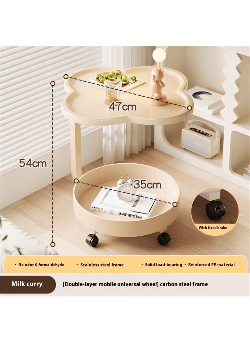 Hihonor Small Side Table for Small Spaces,Swivel TV Tray Table 360° Rotating Phone Holder,Couch Tables That Slide Under,Couch Side Table Living Room,C Shaped End Table (Milk-White)  - Image 4