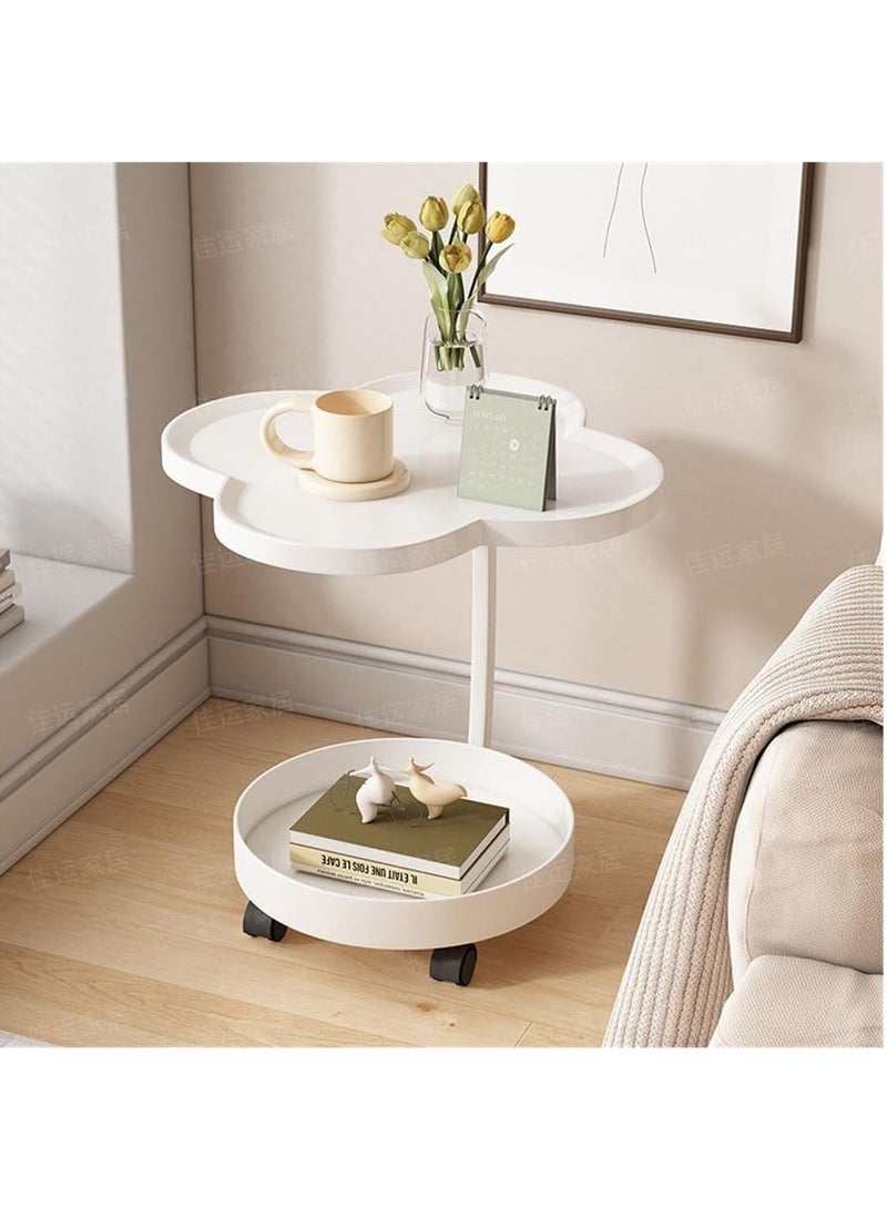 Hihonor Small Side Table for Small Spaces,Swivel TV Tray Table 360° Rotating Phone Holder,Couch Tables That Slide Under,Couch Side Table Living Room,C Shaped End Table (Milk-White)  - Image 5